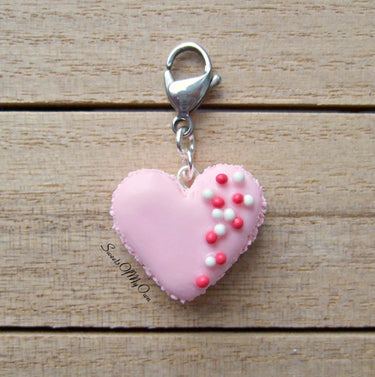 Pink Heart Macaron Charm - SweetsOfMyOwn